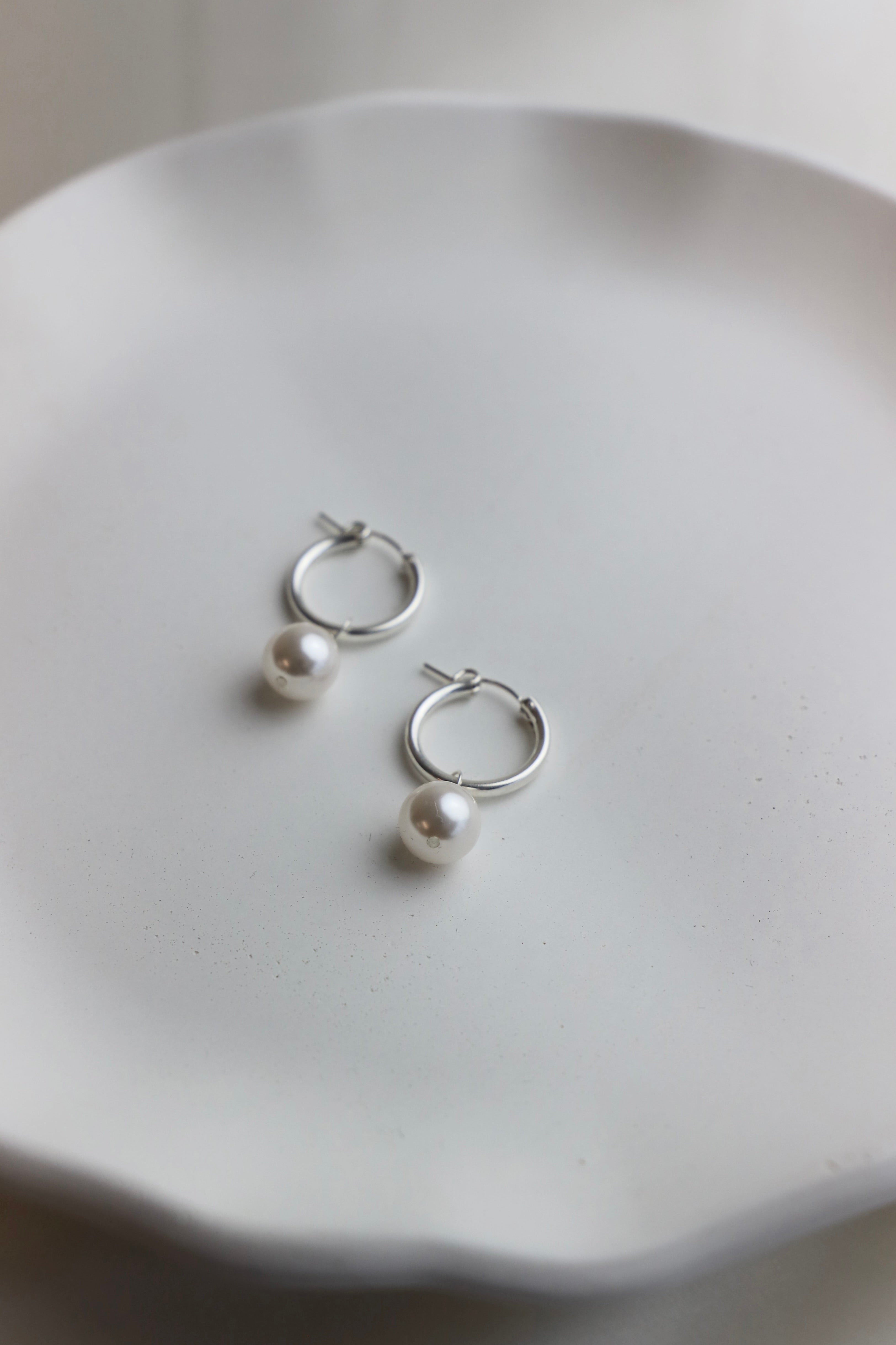 Audrey Pearl Hoop Earrings - Sterling Silver Dangle Earrings for Women, Perfect for Parties, Weddings & Everyday Wear