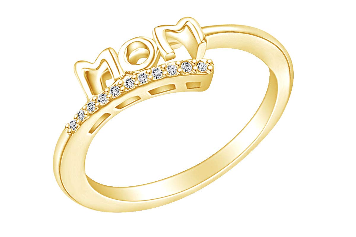 AFFY Jewelry 14k Gold Over Sterling Silver White Cubic Zirconia Promise Ring for Mom - Perfect Mother's Day Gift, Anniversary Present & Special Occasion Jewelry