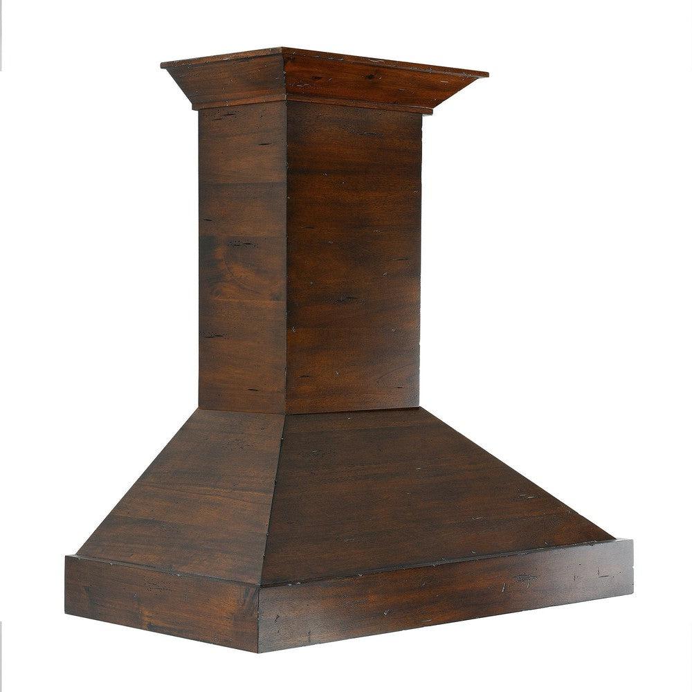 ZLINE Convertible Vent Walnut Wooden Wall Mount Range Hood - 36 Inch Stainless Steel Kitchen Exhaust Fan for Modern & Farmhouse Style Homes - Perfect for Cooking, Grilling, and Baking