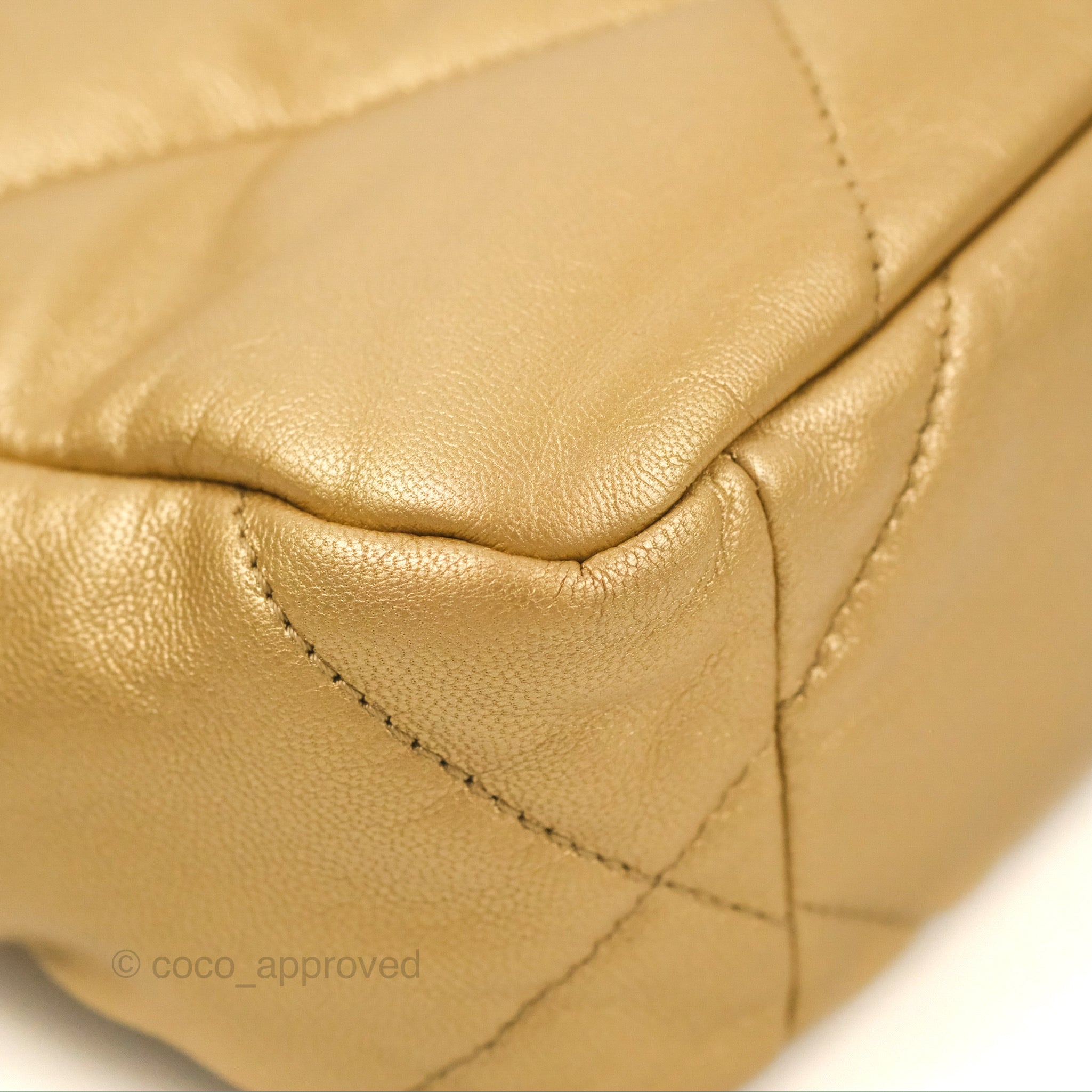 Chanel 19 Small Handbag in Metallic Gold Lambskin Leather with Mixed Hardware - Luxury Crossbody Bag for Women, Perfect for Evening Parties & Date Nights