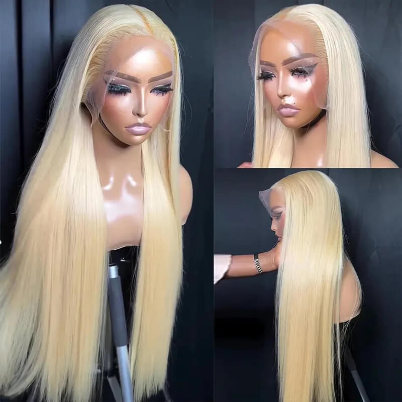 Eullair #613 Blonde Straight Lace Front Wig - Human Hair Transparent Lace Wig Dye Friendly | Perfect for Cosplay, Daily Wear & Party Hairstyles