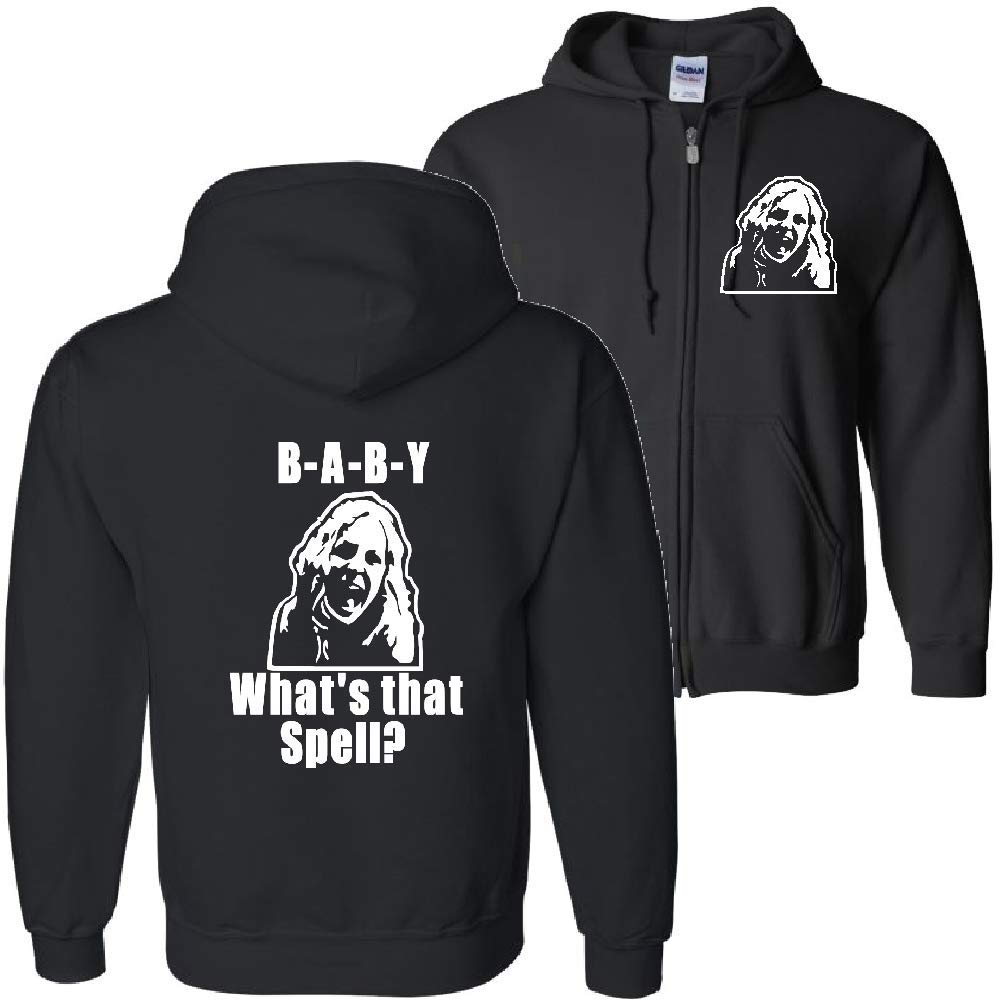 House of 1000 Corpses 'Baby What's That Spell' Zip-Up Hoodie | Horror Movie Merch | 3 From Hell & Devil's Rejects Inspired Sweatshirt | Perfect for Halloween, Horror Conventions & Zombie Themed Parties