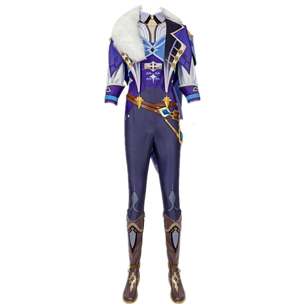 Genshin Impact Kaeya Cosplay Costume Full Set with Shoes - Official Character Outfit for Halloween, Christmas, Anime Conventions & Role Play Events