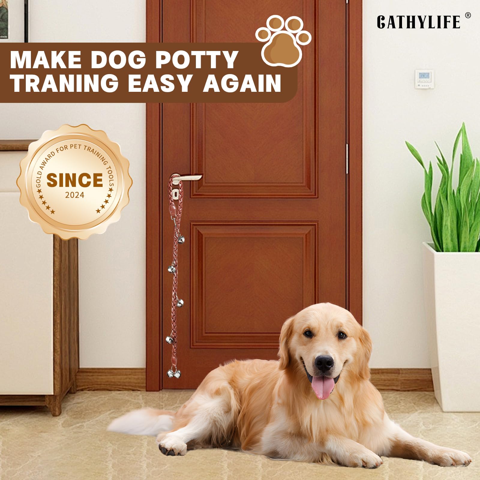 Potty Training Dog Doorbells - Extra Loud Faux Leather Puppy Door Bells for Dog Training, Hand-Woven Dog Bells for Door Knob - Perfect for Housebreaking & Outdoor Pet Supplies (Brown Twist) - Great for Apartments, Homes & Backyard Use