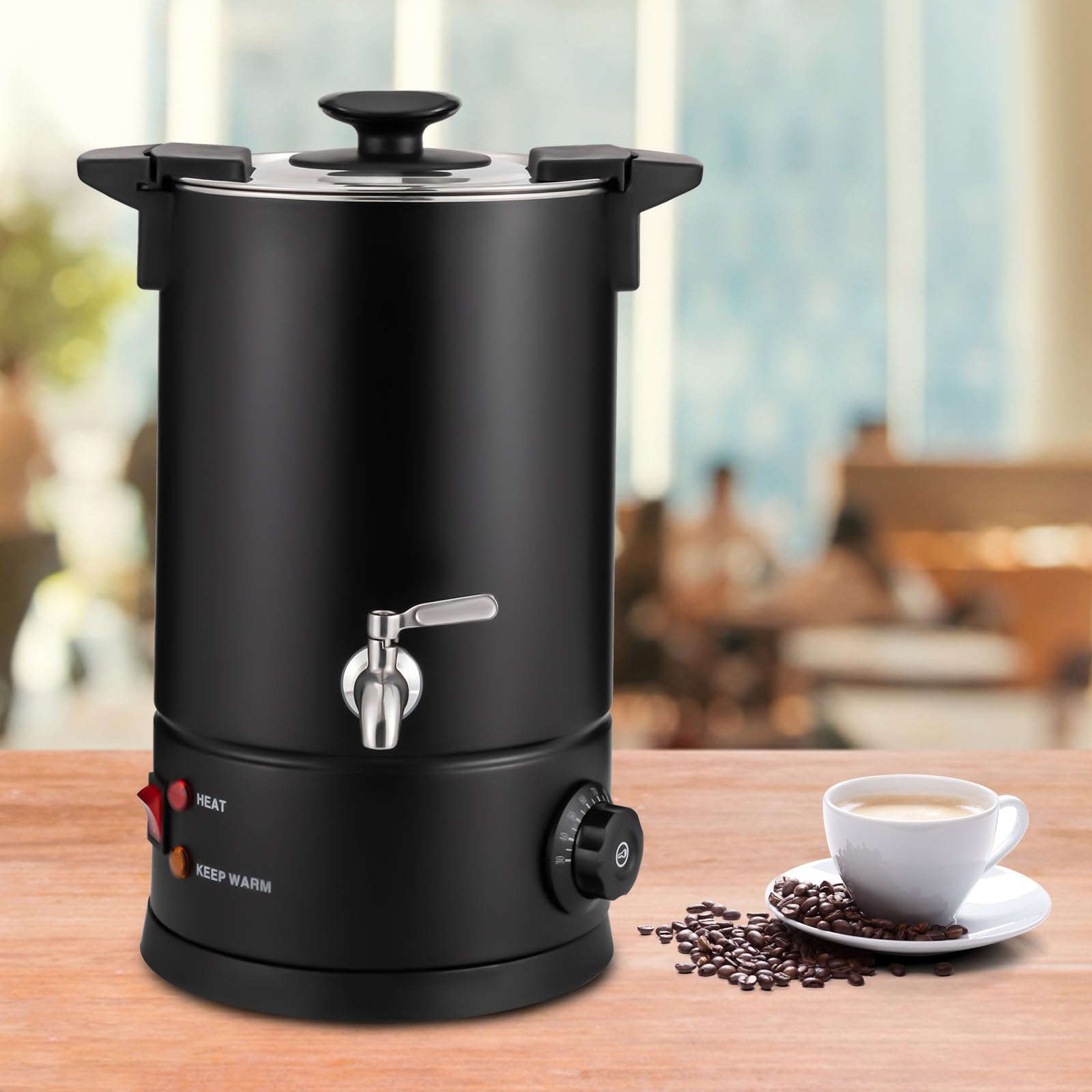 Premium 8L Commercial Coffee Urn - Stainless Steel Percolator Coffee Maker & Hot Water Dispenser for Catering, Restaurants & Events - Ideal for Large Gatherings, Buffets & Office Use