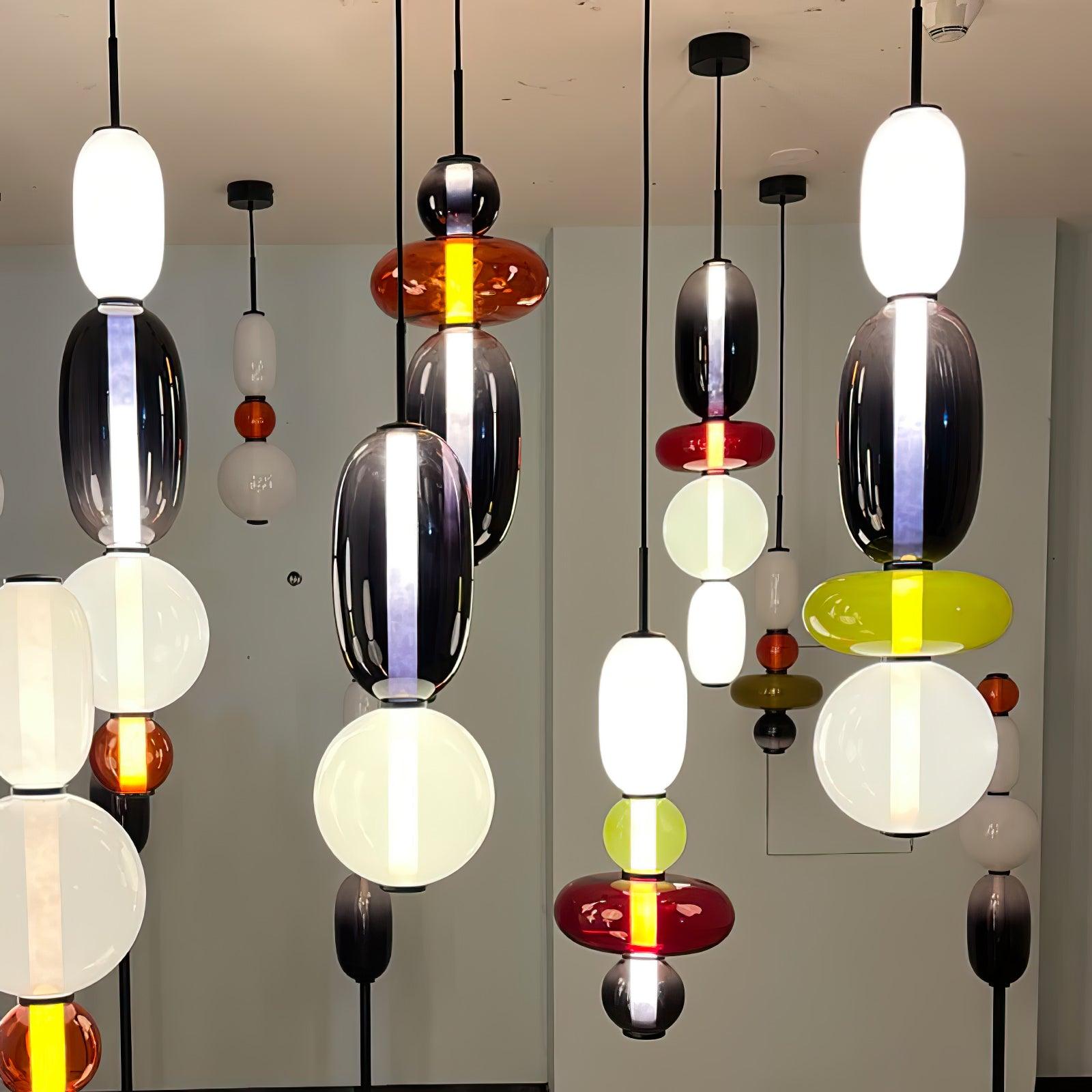 Stylish Candied Glass Pendant Light Fixture - Modern Hanging Chandelier for Dining Room, Kitchen Island & Bedroom Decor