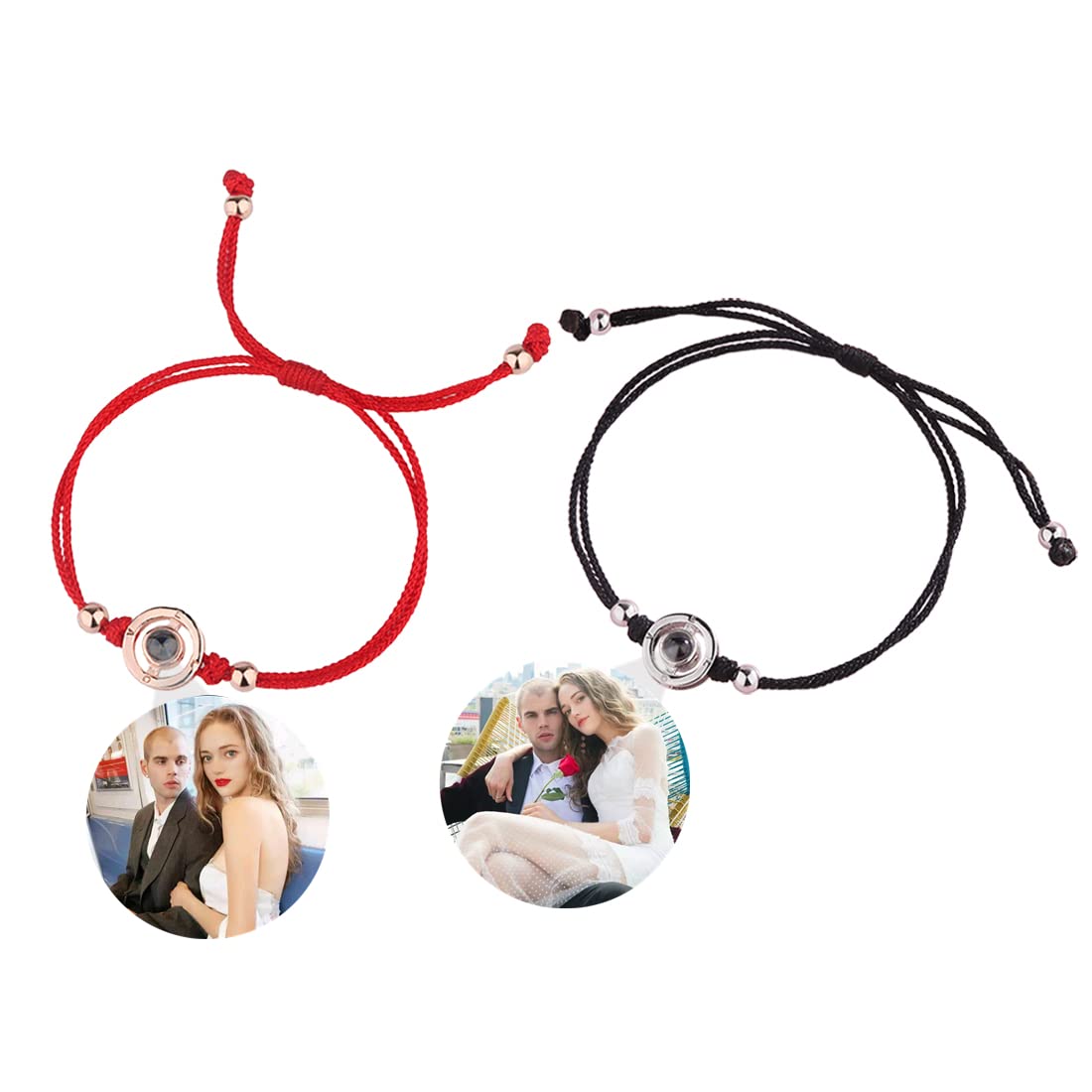 Personalized Couples Photo Projection Bracelet - Custom Engraved 
