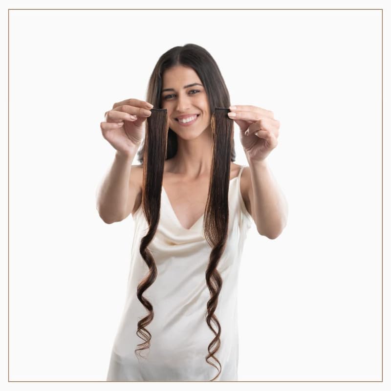 CHRONEX 2-Pack 18-Inch Clip-In Synthetic Hair Extensions - Straight Streaks for Women | Perfect for Daily Styling, Parties & Special Occasions