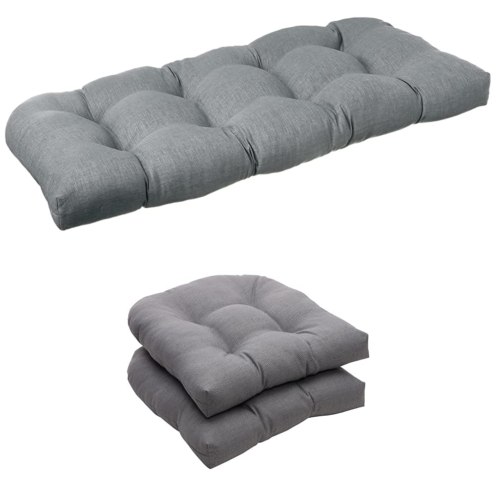Premium Tufted Outdoor/Indoor Seat Cushions Set - 2 Pack Round Back (19