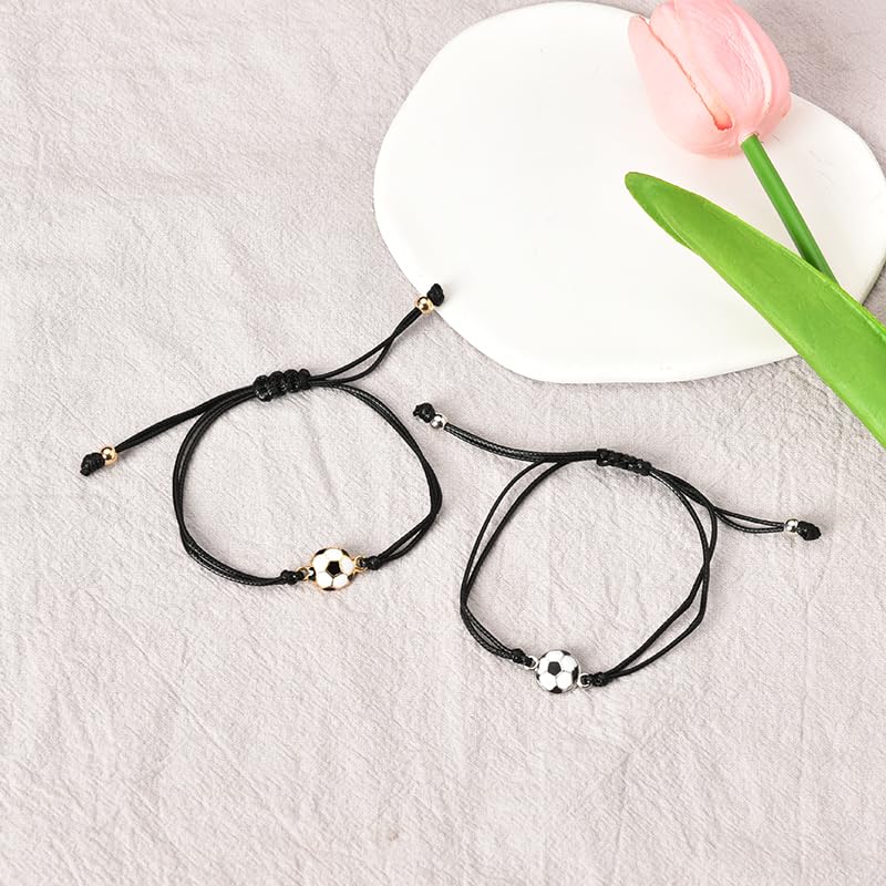 Best Friend Soccer Bracelet Gifts for Women & Men - Adjustable Football Friendship Bracelets for Boys & Girls - Perfect Birthday, Graduation, or Bestie Gifts - Matching Braided Bracelets for 2 - Ideal for Sports Events, Team Spirit, and Daily Wear