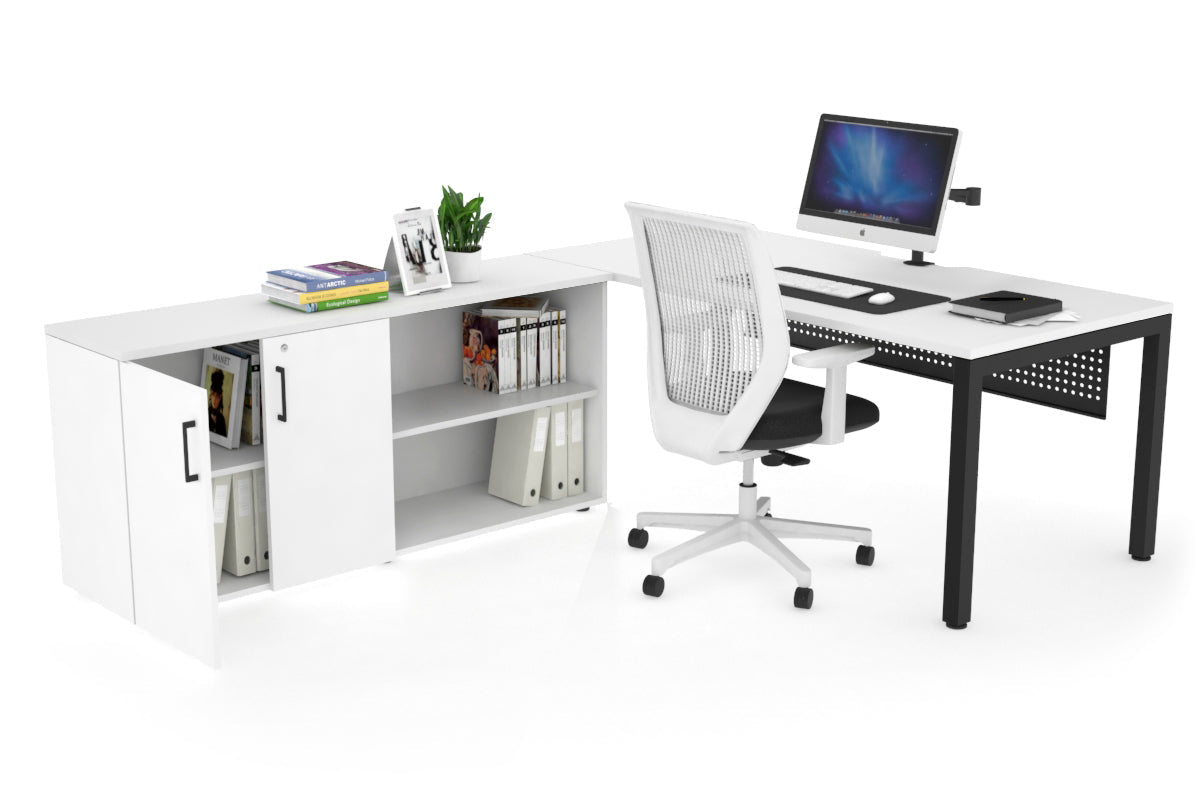 Quadro Square Executive Black Frame Office Chair - 1600L x 800W with Cable Scallop - Premium Ergonomic Desk Chair for Home & Office Workspace