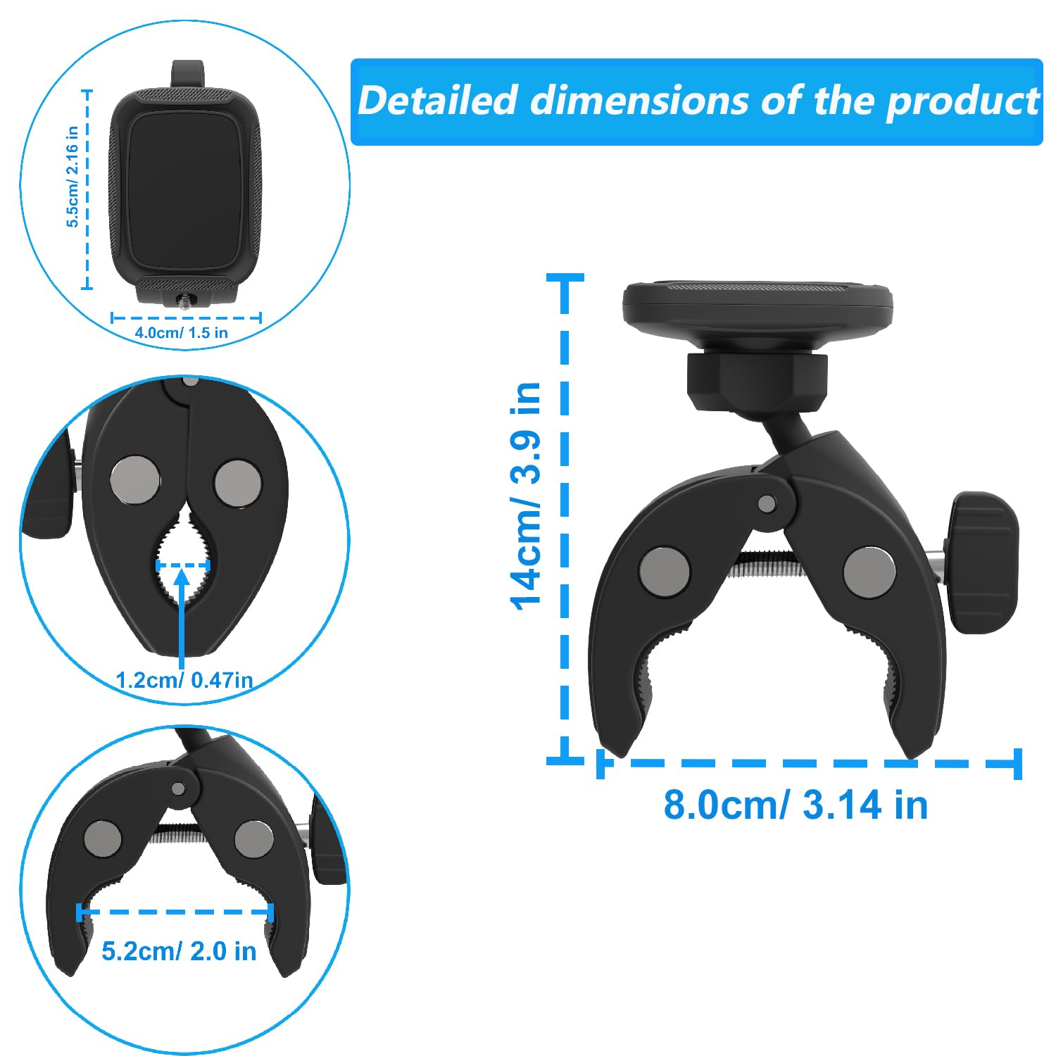 Magnetic Bike Phone Mount - Universal Handlebar Phone Holder for iPhone 15/14/13/12 Pro/Max/Mini, Samsung Galaxy - Compatible with Peloton, Treadmill, Gym Bikes - Secure Cycling & Workout Accessory (Black, 1 Pack)