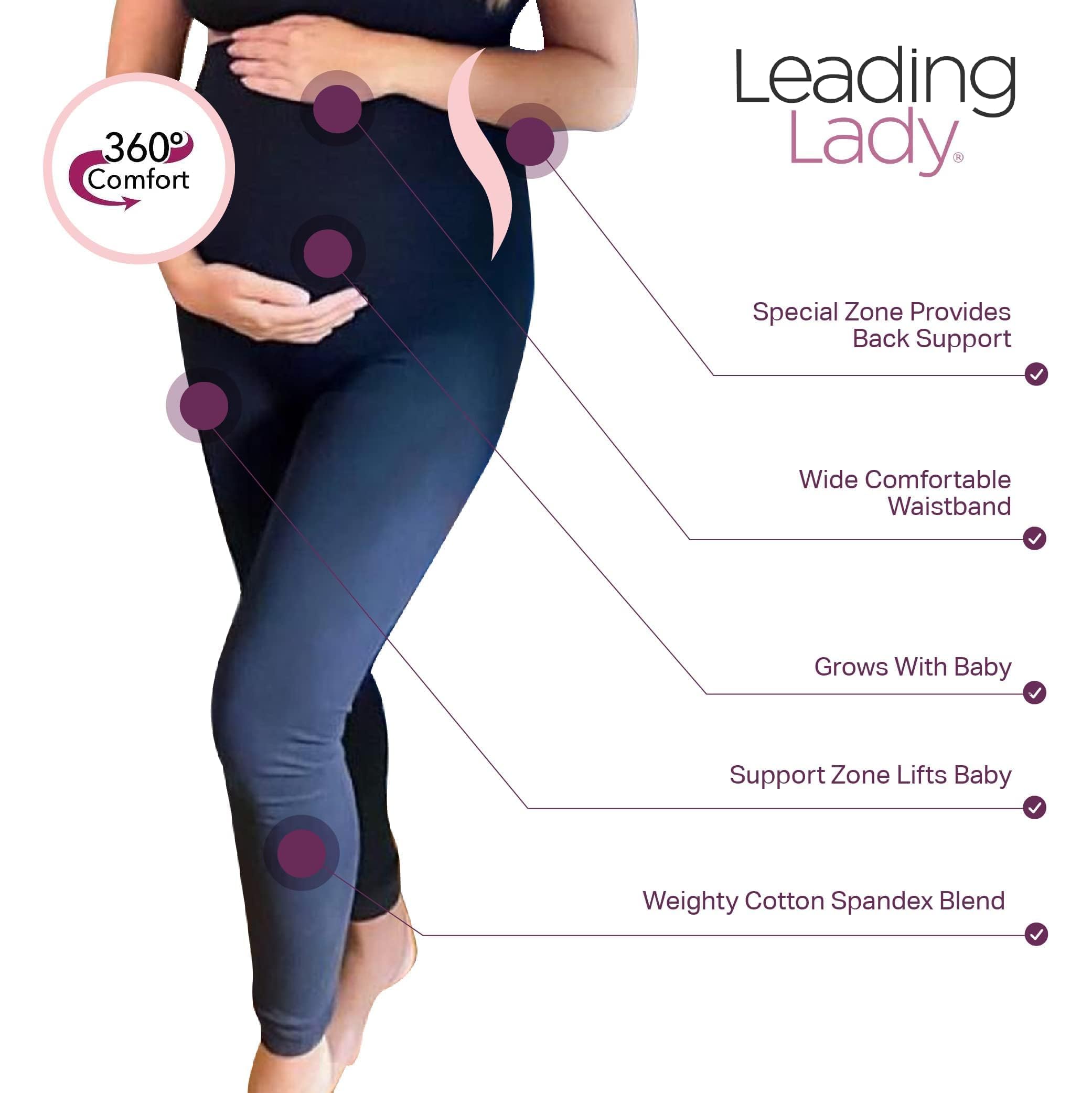 Leading Lady Seamless Black Maternity Leggings - Extra Support & Comfort for Pregnancy - Perfect for Yoga, Workouts & Everyday Wear