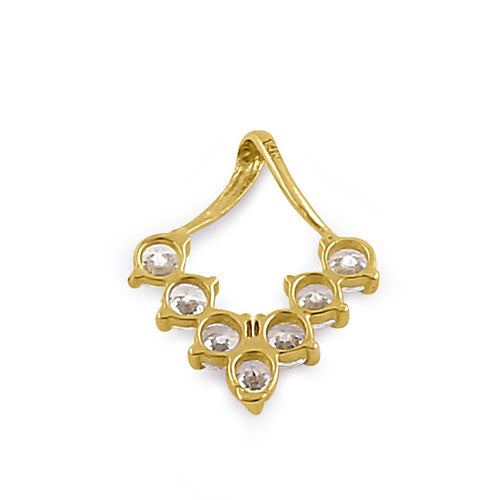 14K Solid Yellow Gold V-Shaped CZ Pendant Necklace for Women - Elegant Layering Jewelry for Parties, Weddings & Everyday Wear