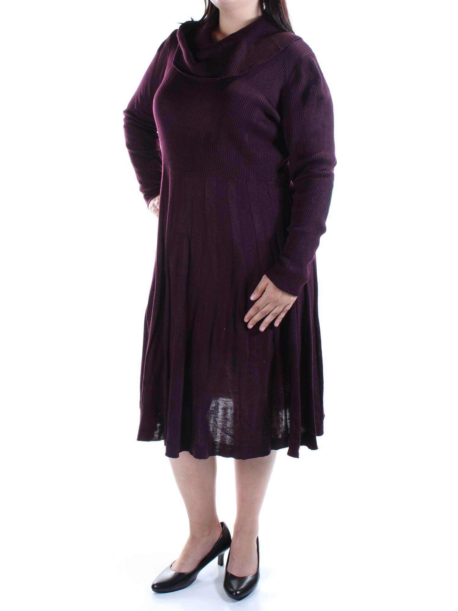 Calvin Klein Women's Plus-Size Printed Long-Sleeve Cowl Neck Sweater Dress - Stylish & Comfortable Winter Outfit for Work, Date Night & Holiday Parties
