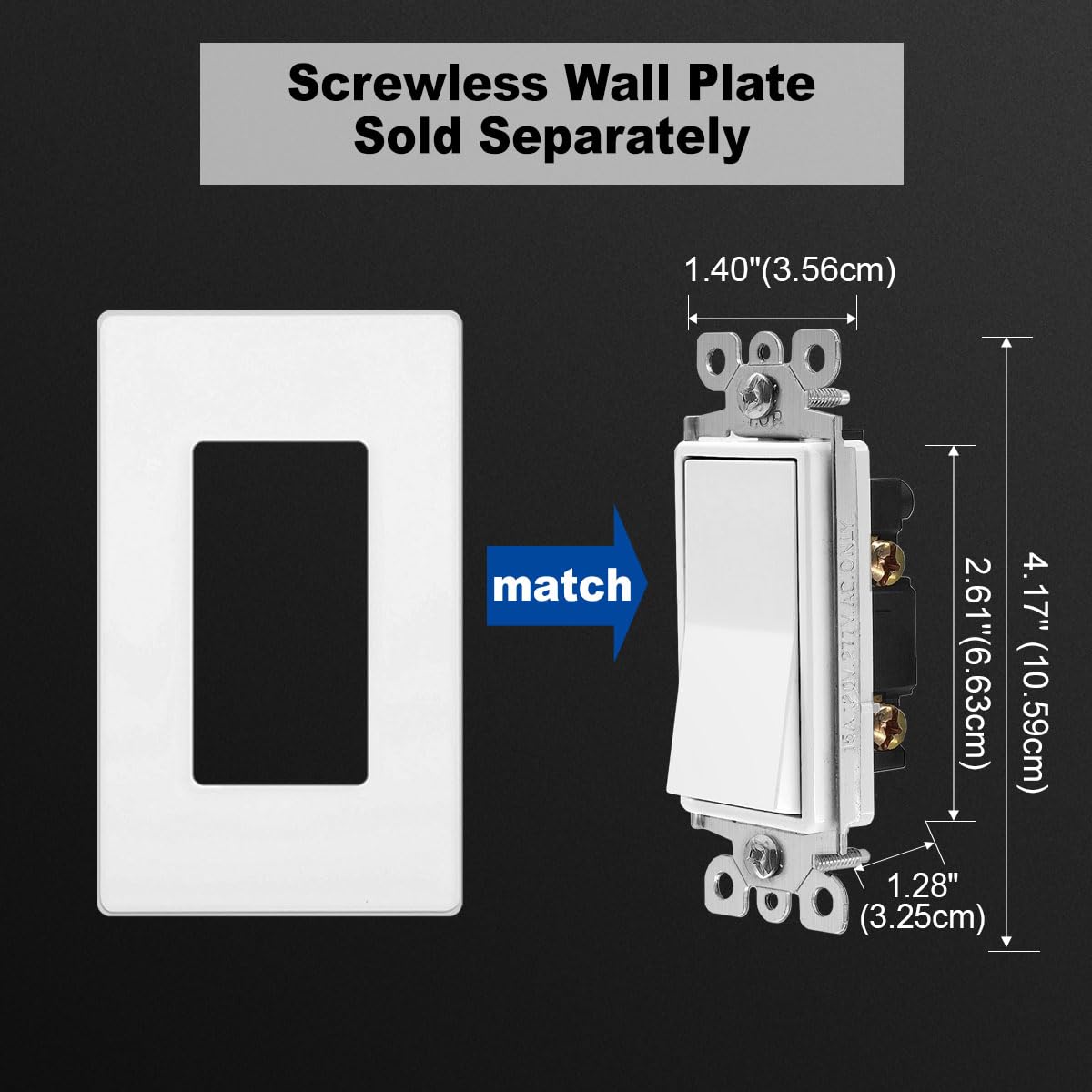 CML 3-Way Decorator Paddle Rocker Wall Light Switch - Single Pole or 3-Way, 15A 120V/277V, Gloss White - Perfect for Living Rooms, Bedrooms & Offices - 3-Year Warranty