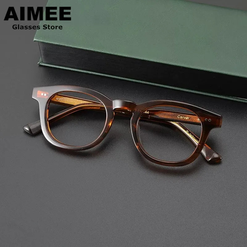 Unisex Square Thick Acetate Full Rim Eyeglasses 14322 - Stylish & Durable Frames for Men & Women | Perfect for Work, Reading & Fashion Accessories