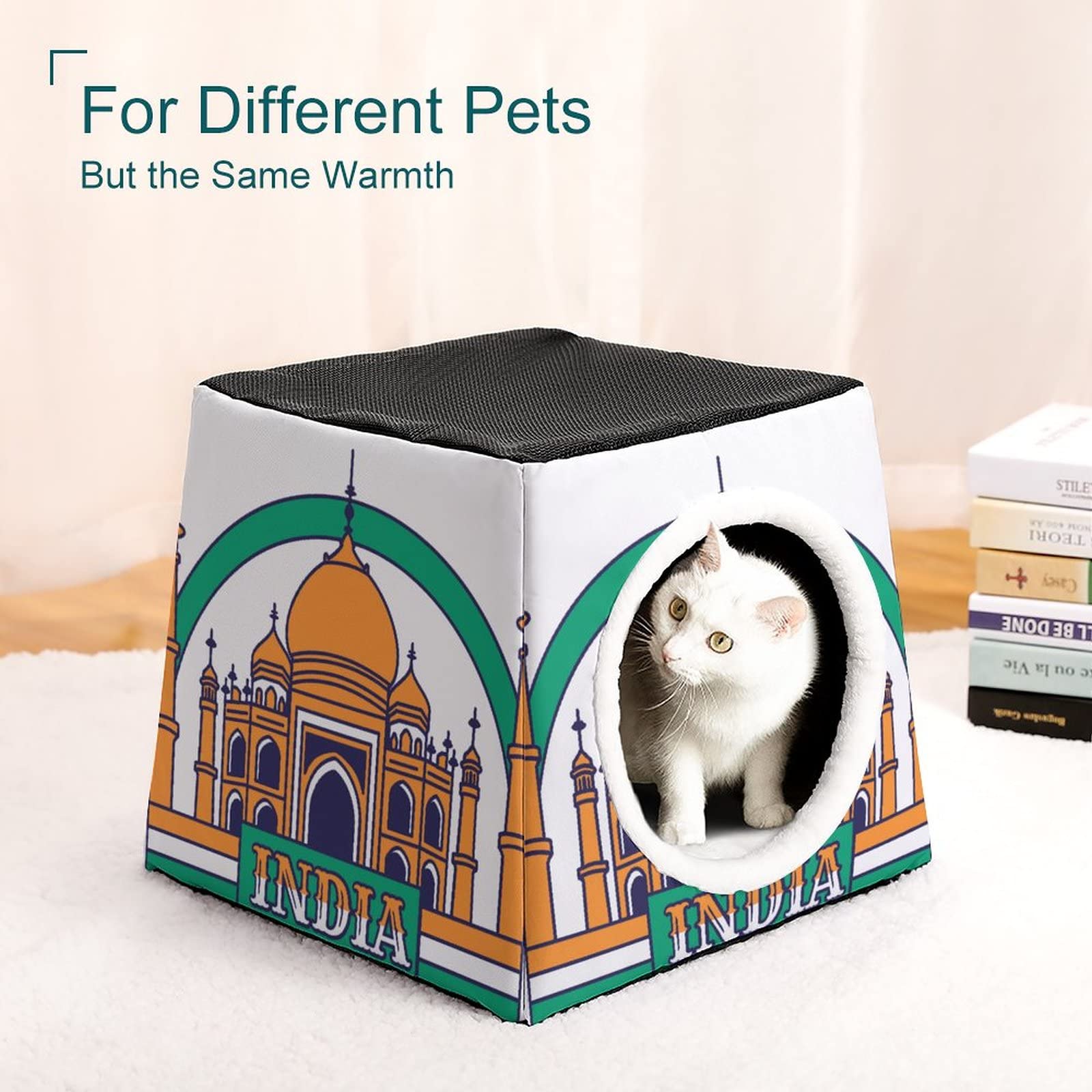 Multi-Functional Cat House - Soft Cat Bed & Cozy Sofa with Stylish Prints, Indoor & Outdoor Kitty Shelter for Comfortable Nap and Play | Perfect for Home, Garden, and Travel Use