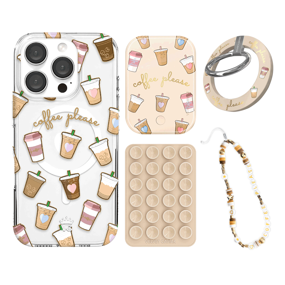 Premium Coffee First iPhone Bundle Set - Anti-Slip Grip & Stylish Protection for iPhone | Perfect for Coffee Lovers, Office Use & Daily Commute