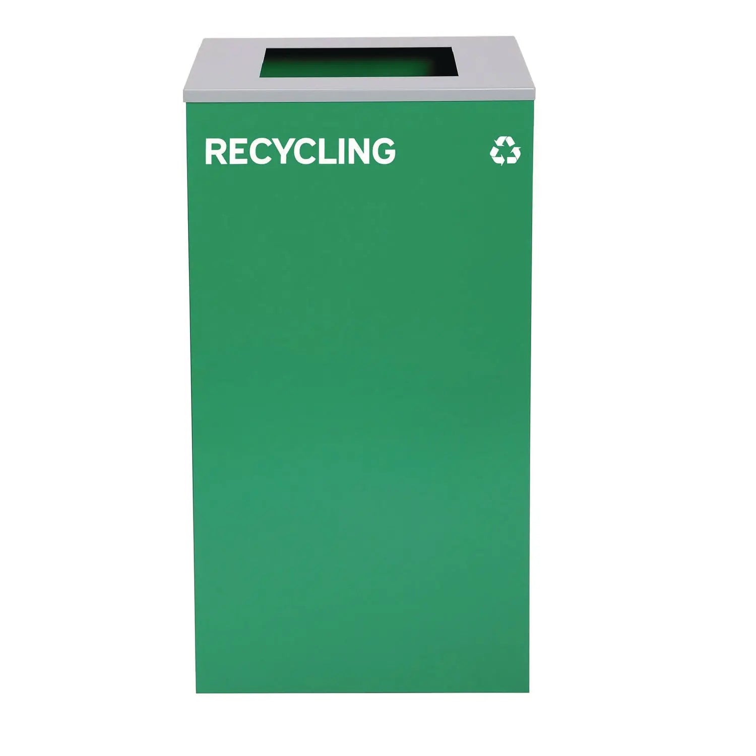 Alpine Industries 29 Gallon Steel Trash & Recycling Cans Set - Blue Recycling Bin with Circle Lid, Green Recycling Bin & Black Trash Can with Square Lids for Home, Office & Outdoor Waste Management