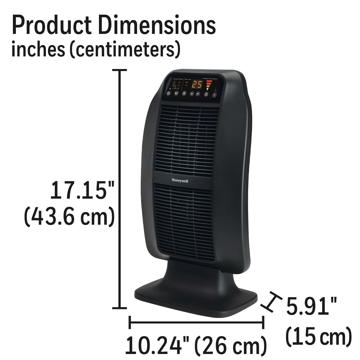 Honeywell HCE845BC HeatGenius™ Ceramic Space Heater - Portable Electric Heater for Bedroom, Office & Home Use with Tip-Over Protection, Overheat Safety & Quiet Mode | Energy Efficient Indoor Heating Solution for Winter, Small Rooms & Workspaces