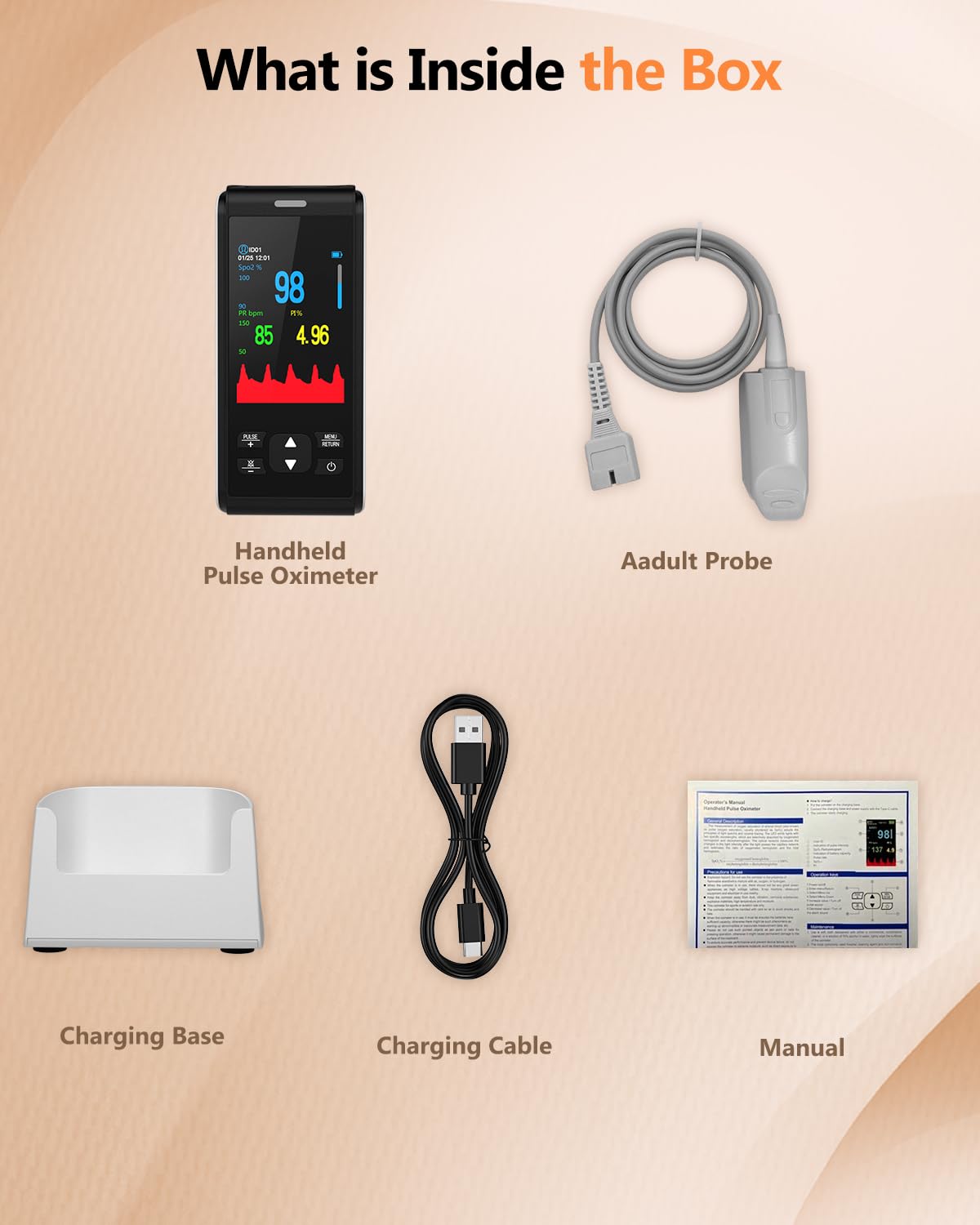 HealthTree Rechargeable Fingertip Pulse Oximeter - Accurate SpO2 & Pulse Rate Monitor for Adults, Portable Blood Oxygen Saturation Meter with Digital Display | Perfect for Home Use, Travel, and Fitness Tracking