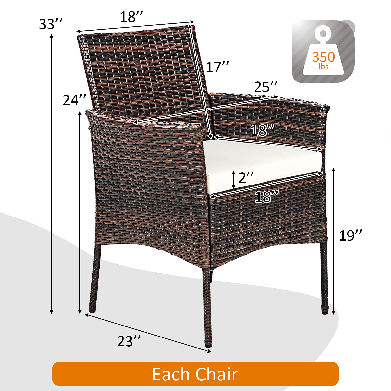 Tangkula 2-Piece Outdoor PE Rattan Patio Chair Set with Removable Cushions - Mix Brown Wicker Armchairs for Garden, Poolside, Lawn, Porch & Backyard - Perfect for Relaxing, Dining & Outdoor Entertaining
