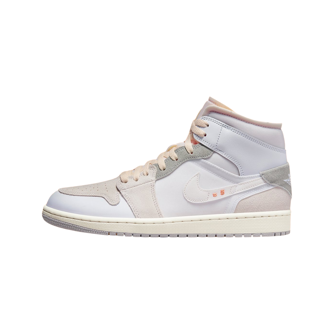 Air Jordan 1 Mid SE Craft Inside Out Sneakers - White/Phantom Grey/Sail Orange Colorway | Basketball Shoes for Men & Women | Perfect for Streetwear & Casual Wear