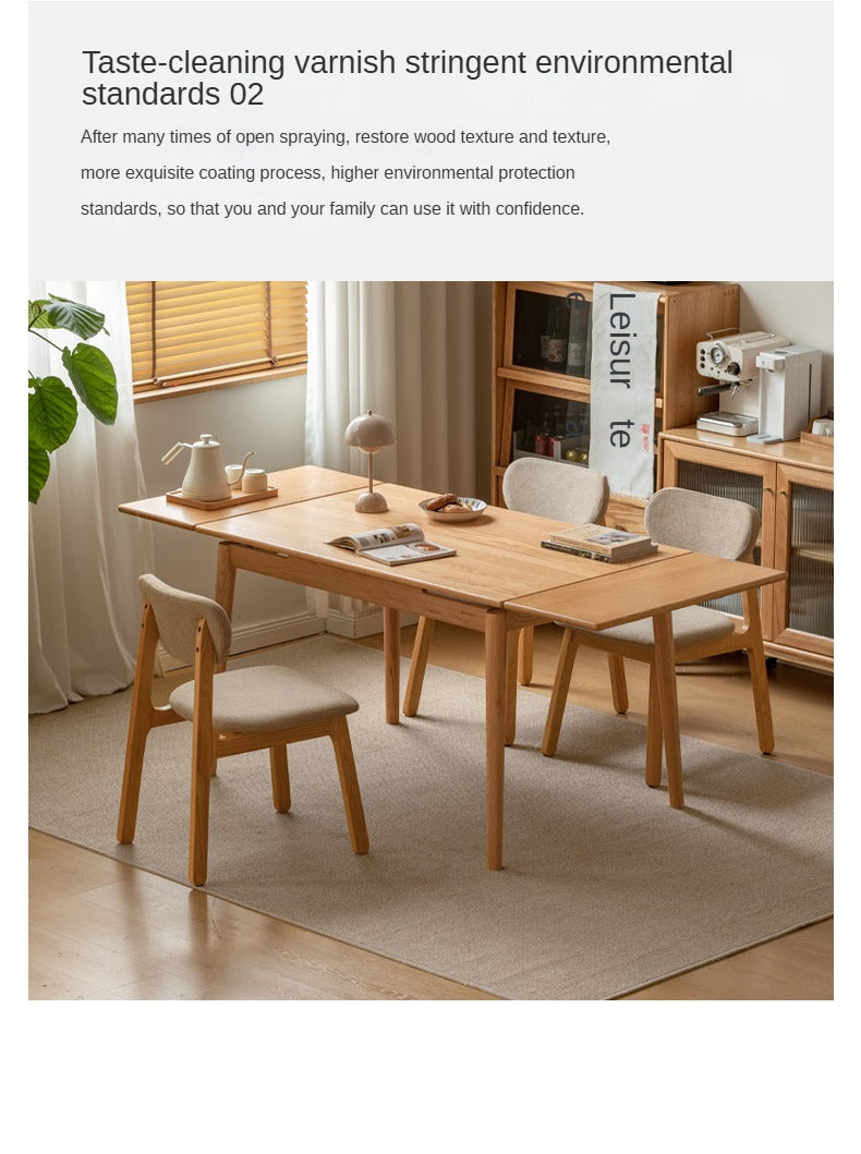 Solid Oak Wood Extendable Dining Table - Expandable Large Tabletop for Family Gatherings & Dinner Parties | Perfect for Small Spaces & Entertaining Guests