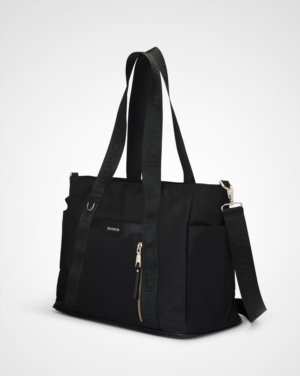 Anita Large Nylon Tote Bag with Monogram Webbing Strap - Stylish & Durable Women's Work Bag for Office, Travel & Shopping