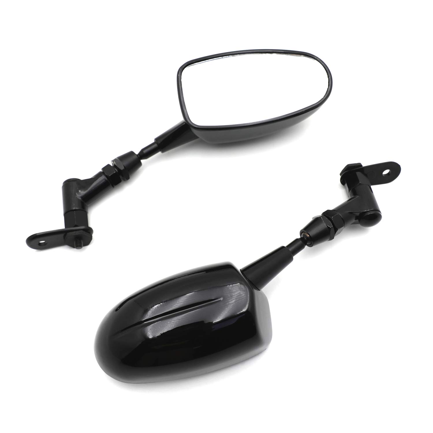 HTTMT MT091 Mini Mirrors for CBR600RR, Kawasaki Ninja 636, ZX6R, Yamaha YZF R6 R1 - Black Motorcycle Side Mirrors - Perfect for Street Racing & Urban Commuting