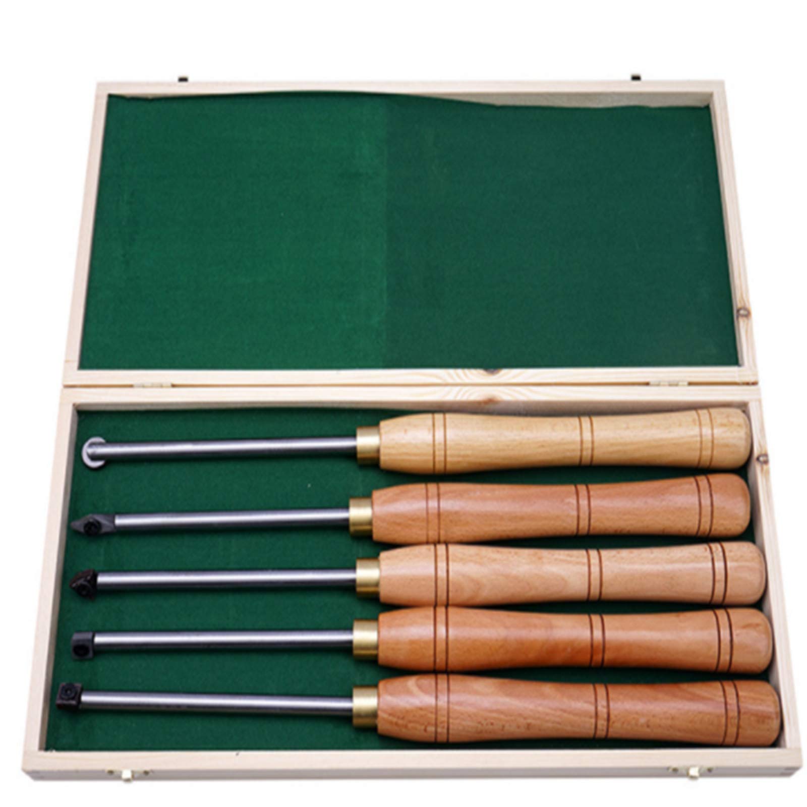 5-Piece Carbide Tipped Wood Turning Lathe Tool Set - Professional Woodturning Chisels for Carpenters & Woodworkers - Perfect for Bowl Making, Spindle Turning & DIY Wood Projects (Includes Storage Box)