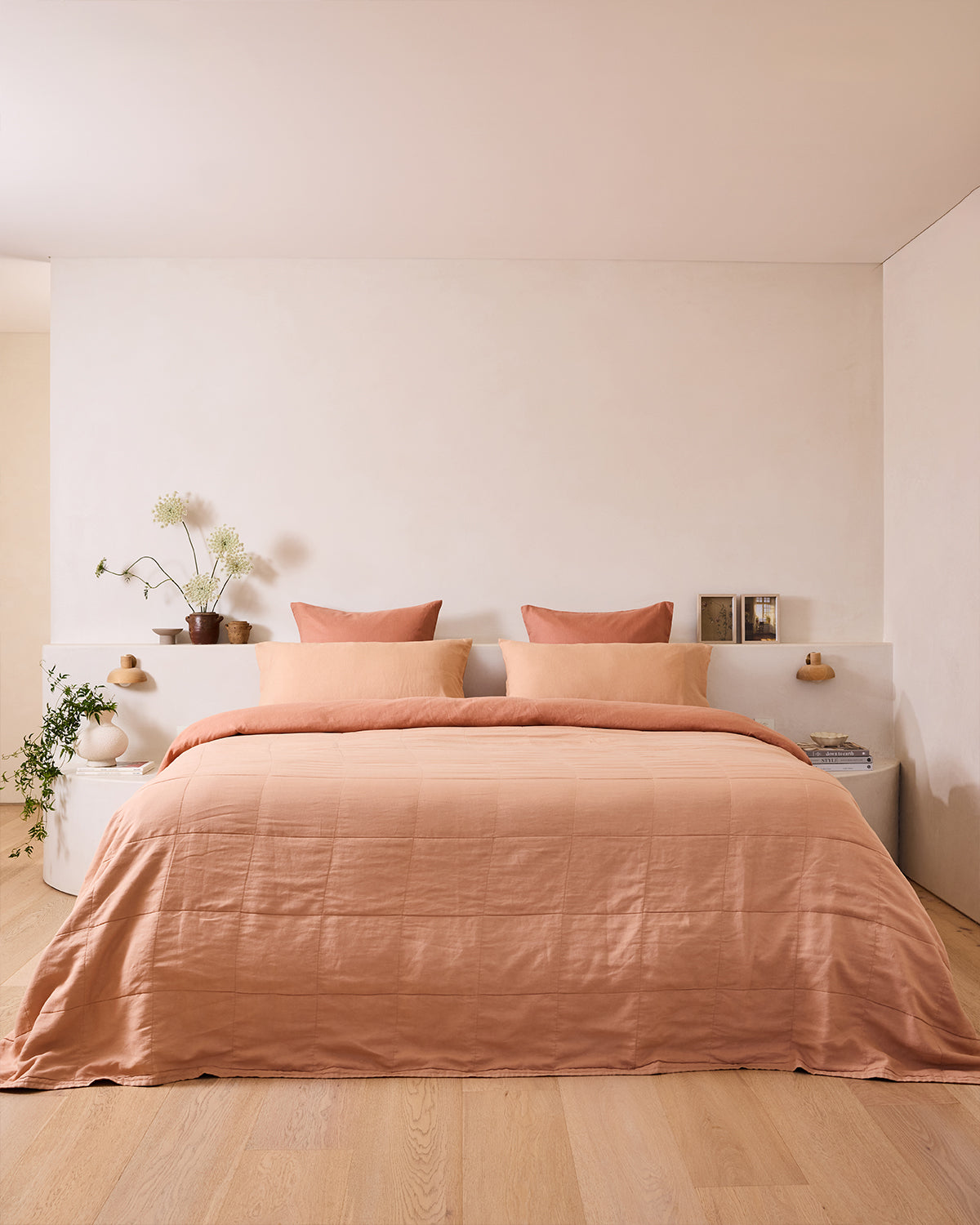 Terracotta & Hazelnut Quilt Bedding Set - Soft Cotton Comforter Cover & Pillow Shams - Perfect for Cozy Bedroom Decor & Guest Room Styling