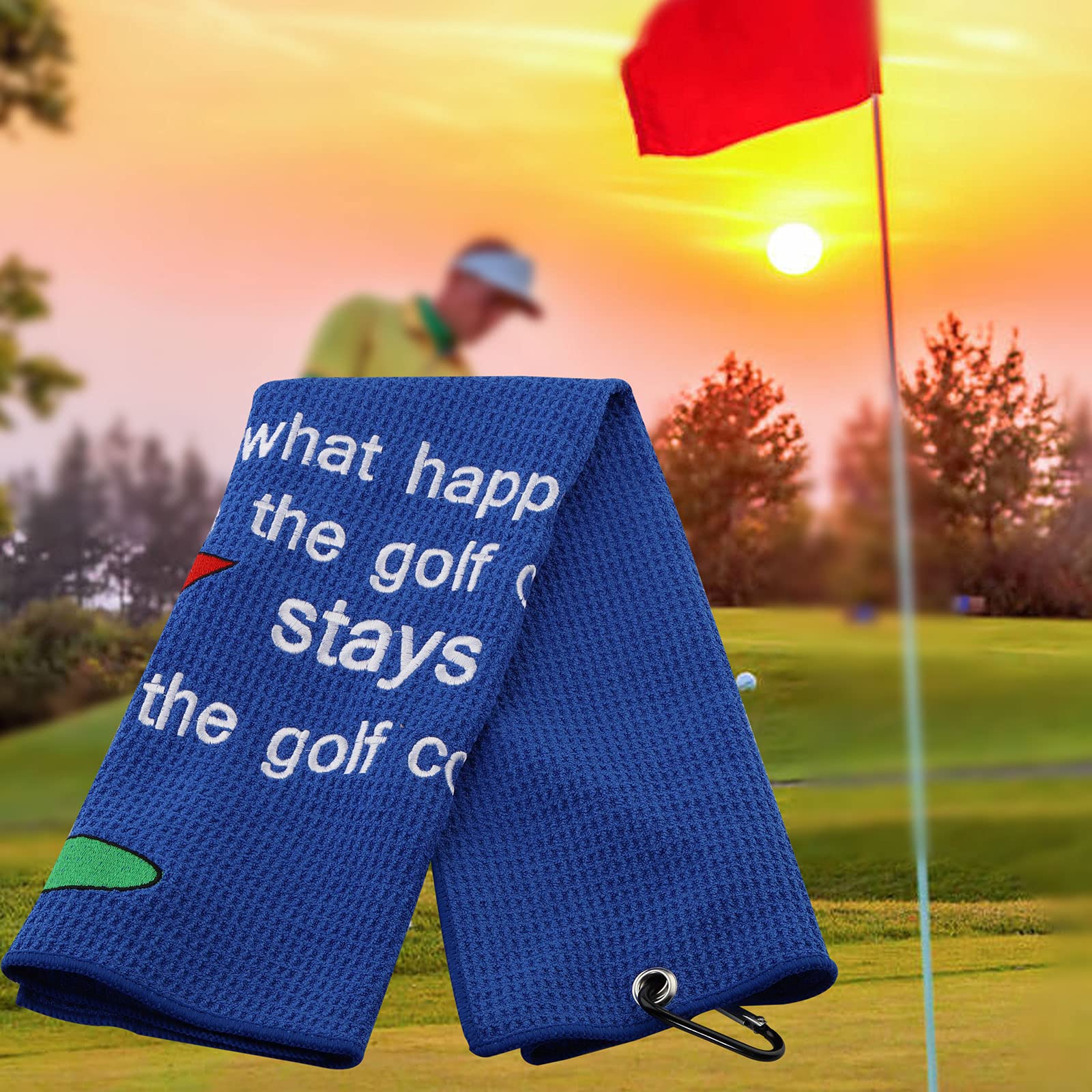 Premium Embroidered Golf Towel - Microfiber Waffle Design with Secure Clip - Funny Golf Gift for Men & Women - Perfect for Golf Courses, Driving Ranges & Sports Events