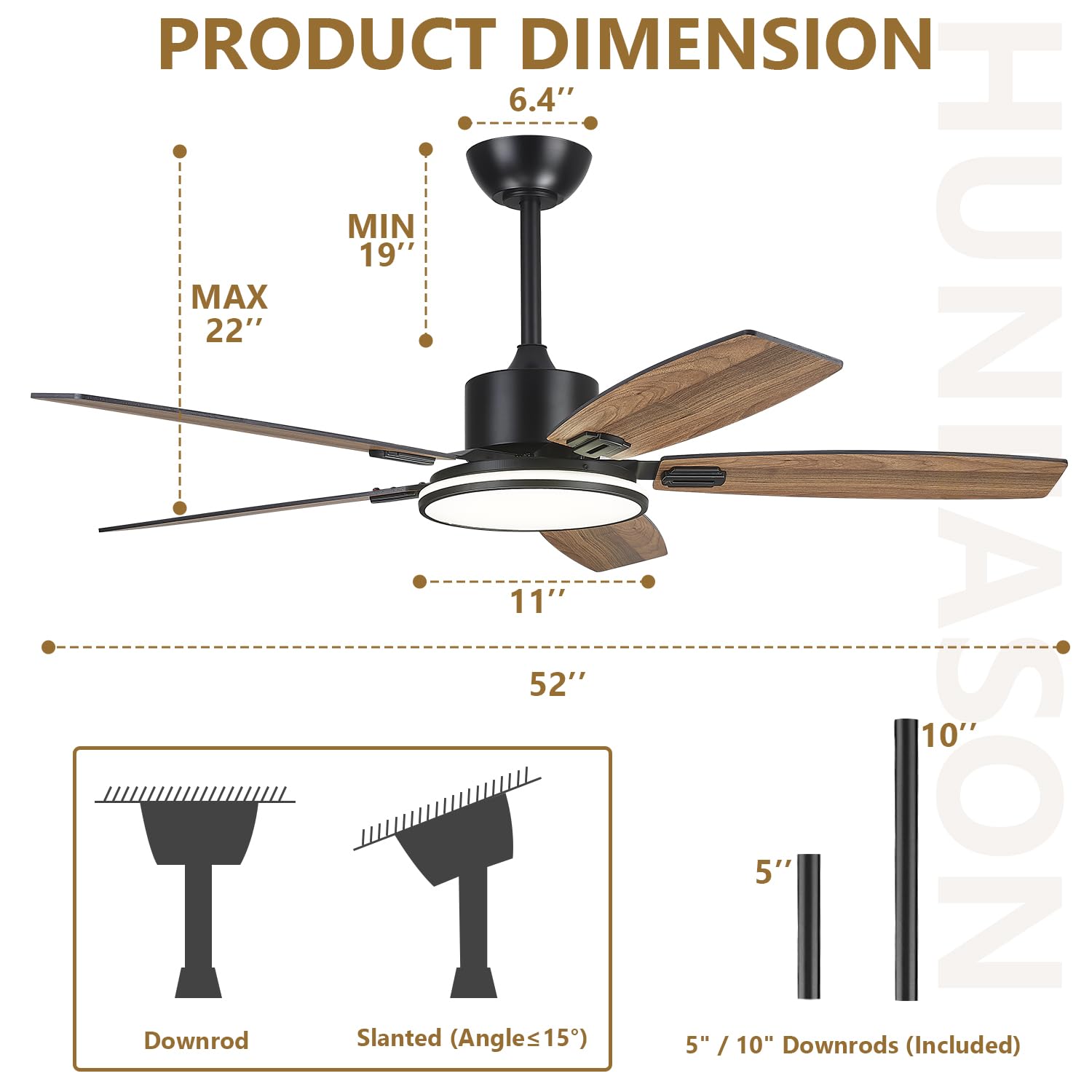 52 Inch Smart Ceiling Fan with Lights - Remote & APP Control, Ultra Silent 6-Speed Dimmable, Modern Flush Mount Low Profile - Perfect for Bedroom, Living Room, Indoor & Outdoor Use (Black)