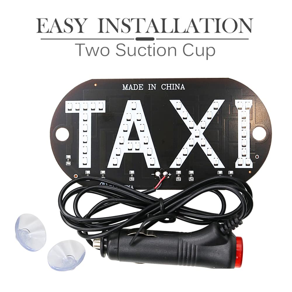 YSY 12V Green LED Taxi Cab Light - Windshield Indicator Lamp with Cigarette Lighter Switch for Taxi Sign & Guiding Panel - Perfect for Night Shifts, Ride-Hailing Services & Urban Transportation