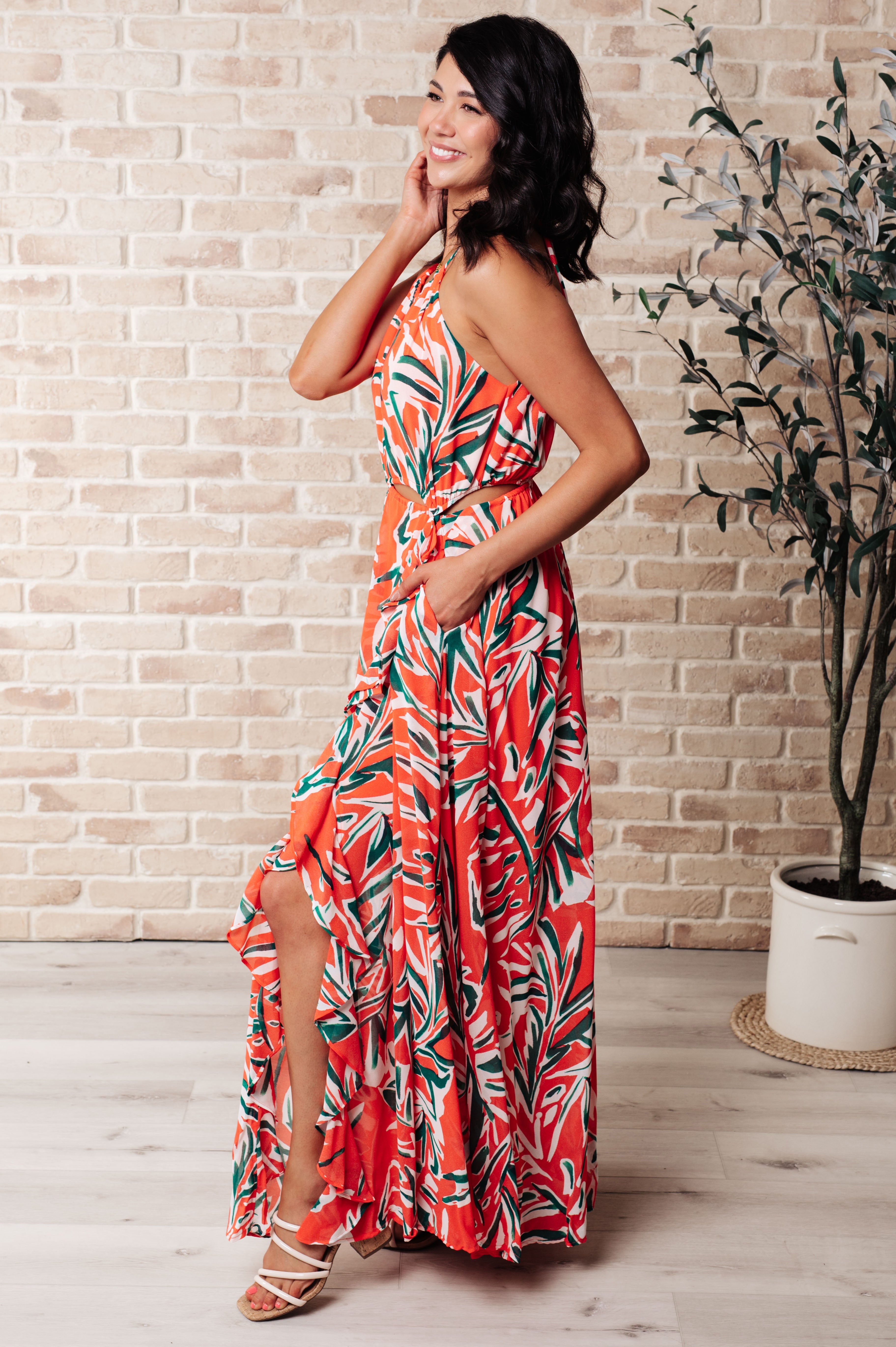 Stylish Coral Humming Along Cutout Dress - Perfect for Summer Parties, Beach Vacations & Date Nights