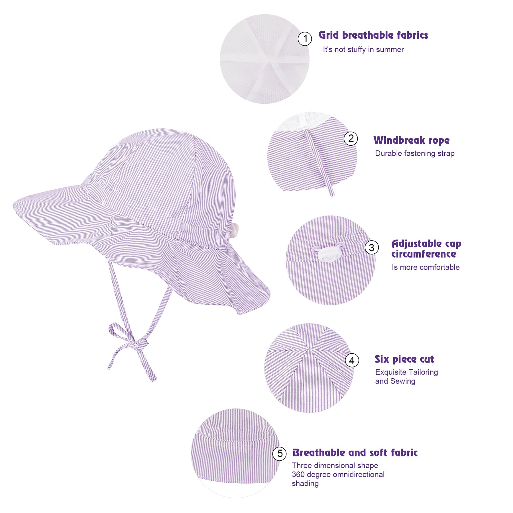Zando UPF 50+ Baby Sun Hat - Toddler Bucket Hat with Wide Brim for Boys & Girls 0-4T - Infant Sun Protection for Beach, Outdoor & Summer Activities