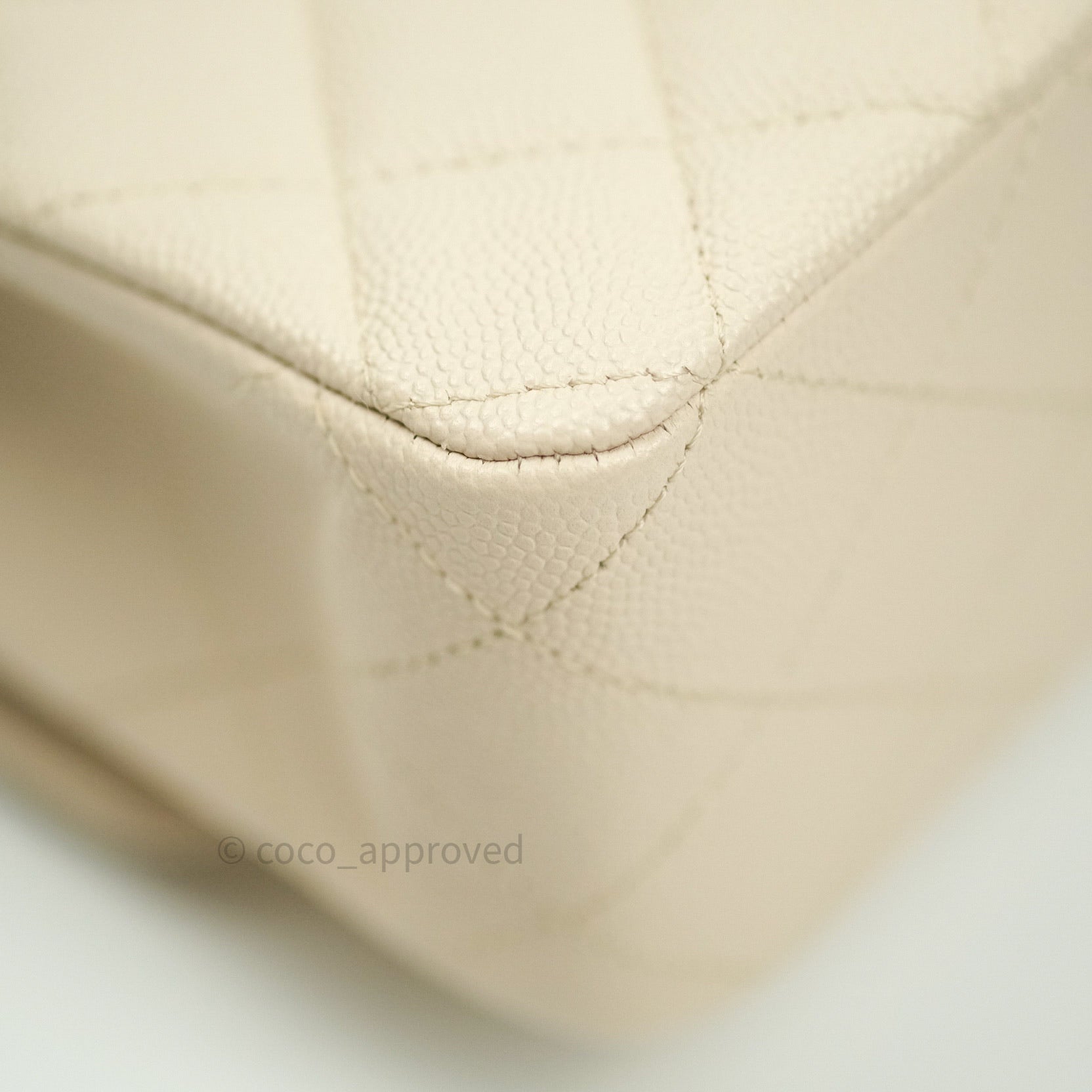 Chanel Classic Medium Double Flap Bag Quilted Ivory Caviar Leather with Silver Hardware - Luxury Designer Handbag for Women, Perfect for Work, Evening Events & Special Occasions