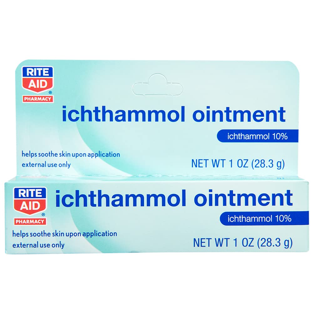 Rite Aid Ichthammol Ointment 10% - 1 Ounce Drawing Salve for Boils, Splinters & Skin Irritations | Soothing Skin Relief Treatment for Minor Cuts, Bug Bites & Rashes | First Aid Essential for Home & Outdoor Use