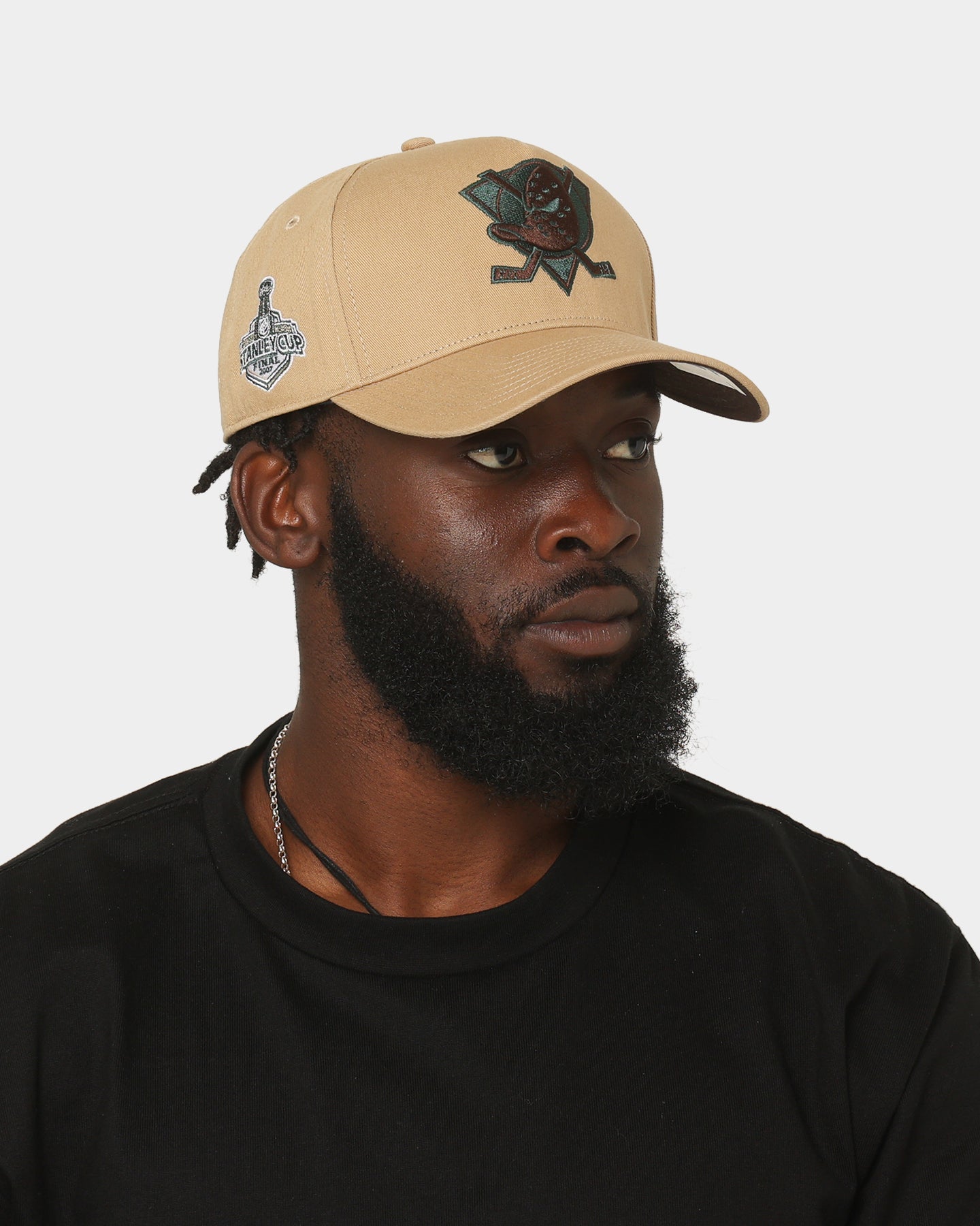 47 Brand Anaheim Ducks 'Croc Hunter' MVP DT Snapback Hat - Khaki/Dark Green Adjustable Baseball Cap for Men & Women - Perfect for Hockey Games, Outdoor Sports & Casual Wear