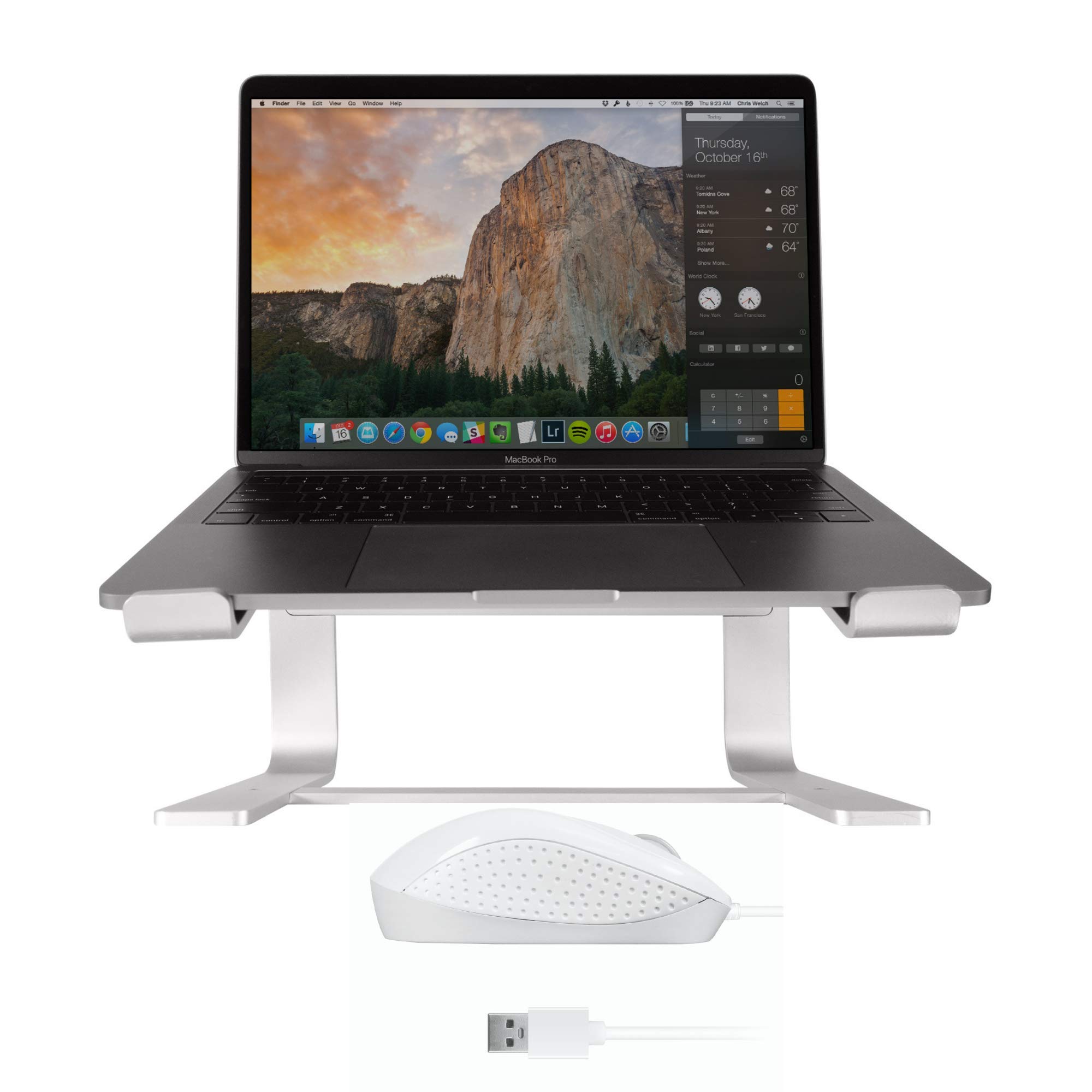 Macally Wired Mouse & Ergonomic Laptop Stand Set - Comfortable Computer Accessories for Pain Relief & Better Posture | Perfect for Office, Home & Gaming Setup