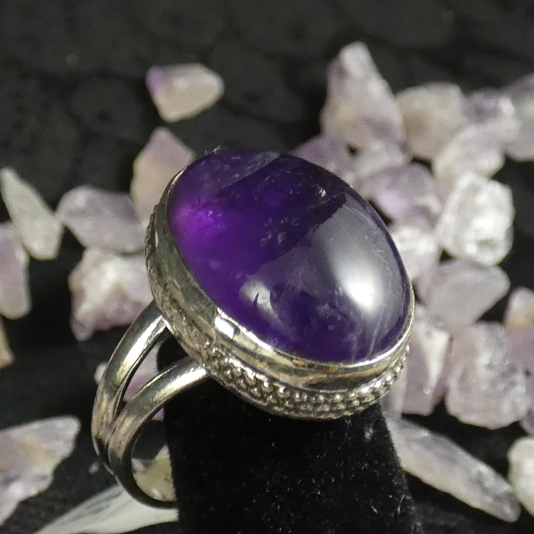 Natural Amethyst Sterling Silver Ring for Women - Size 8 | Elegant Purple Gemstone Jewelry for Everyday Wear, Gift Giving & Special Occasions
