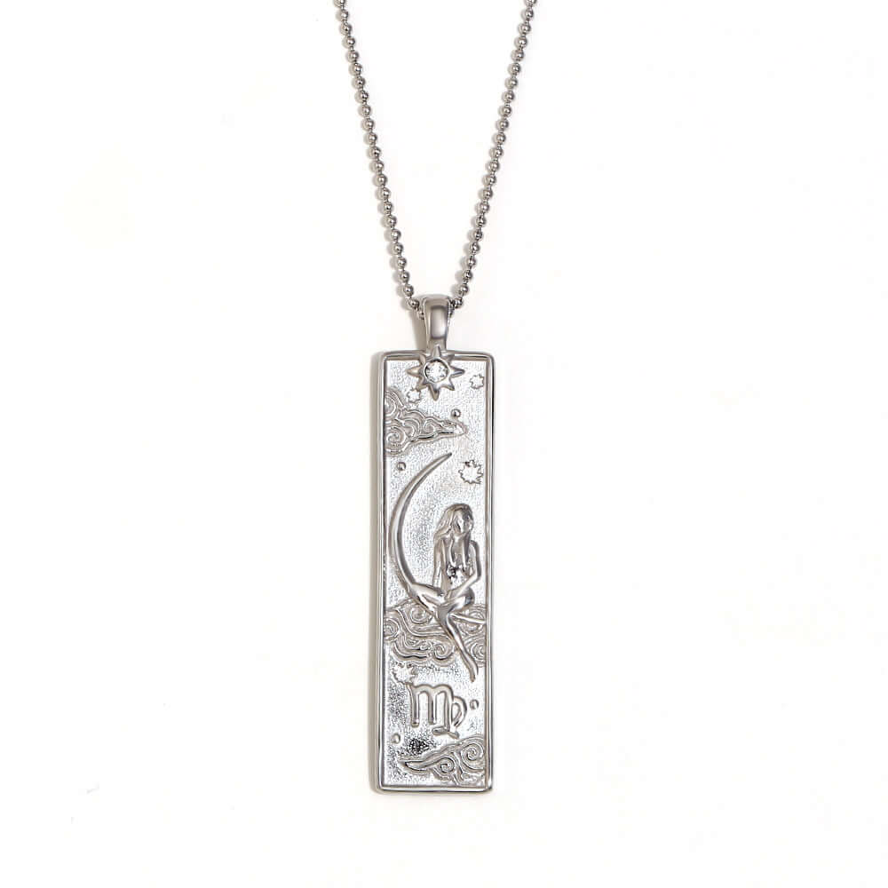 Zodiac Sign Pendant Necklace for Women - 14K Gold Plated Rectangular Charm Necklace | Perfect for Birthday Gifts, Anniversary & Daily Wear | JN3474
