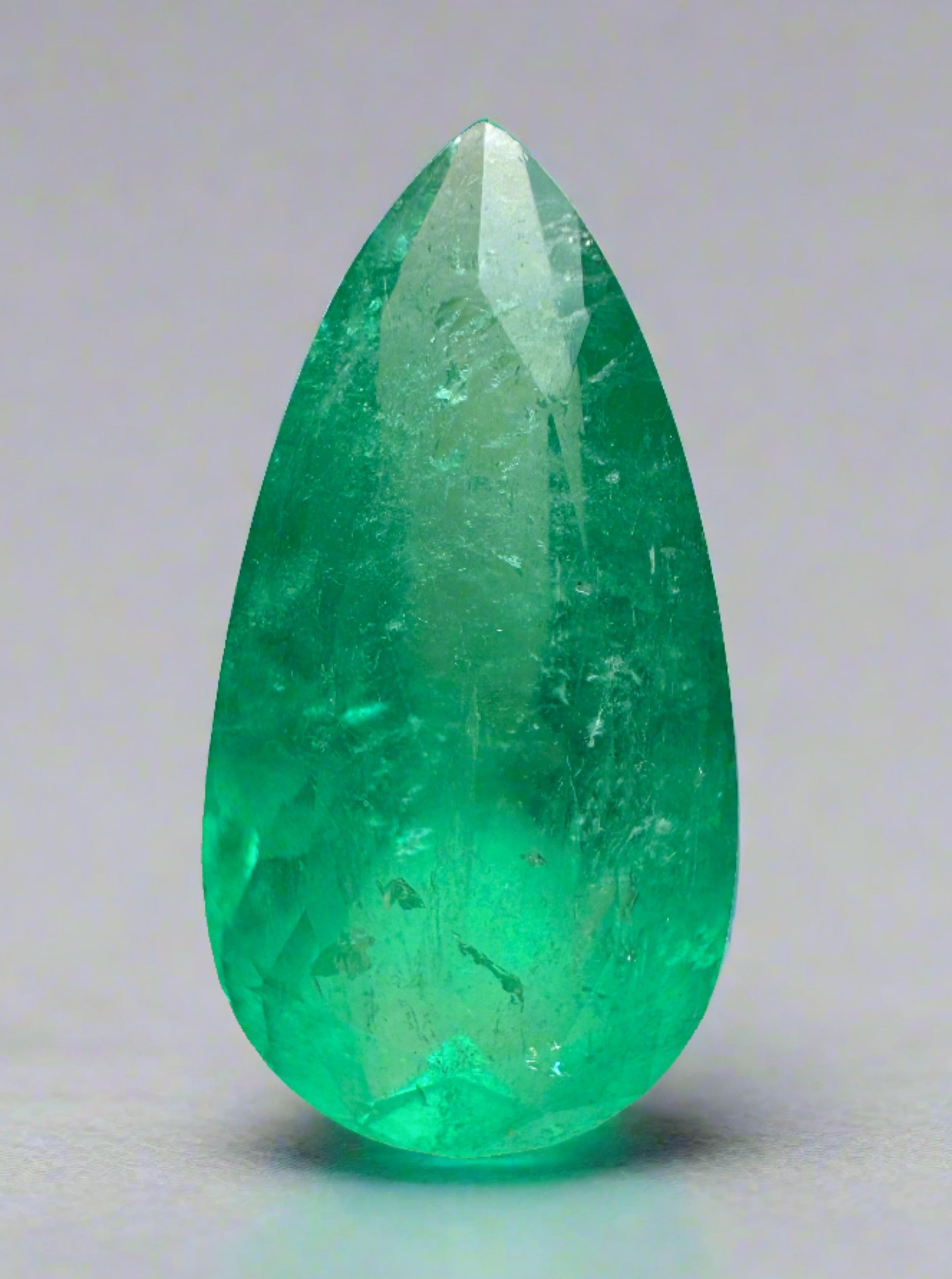 13.05 Carat Natural Colombian Emerald Pear Cut Loose Gemstone - Apple Green 23x12mm for Jewelry Making, Engagement Rings & Luxury Gifts