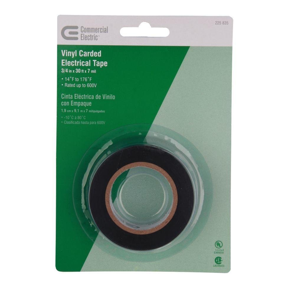 Commercial Electric 3/4 in. x 30 ft. Vinyl Insulation Tape - Waterproof Electrical Tape for Wiring, Repairs & DIY Projects - Ideal for Home, Office & Industrial Use