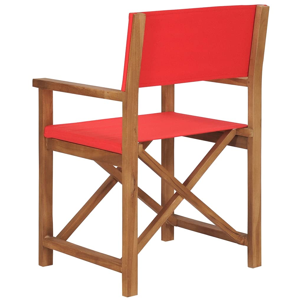 Premium Solid Teak Wood Director's Chair with Red Canvas - Fast Shipping | Perfect for Film Sets, Outdoor Events & Home Theater Seating