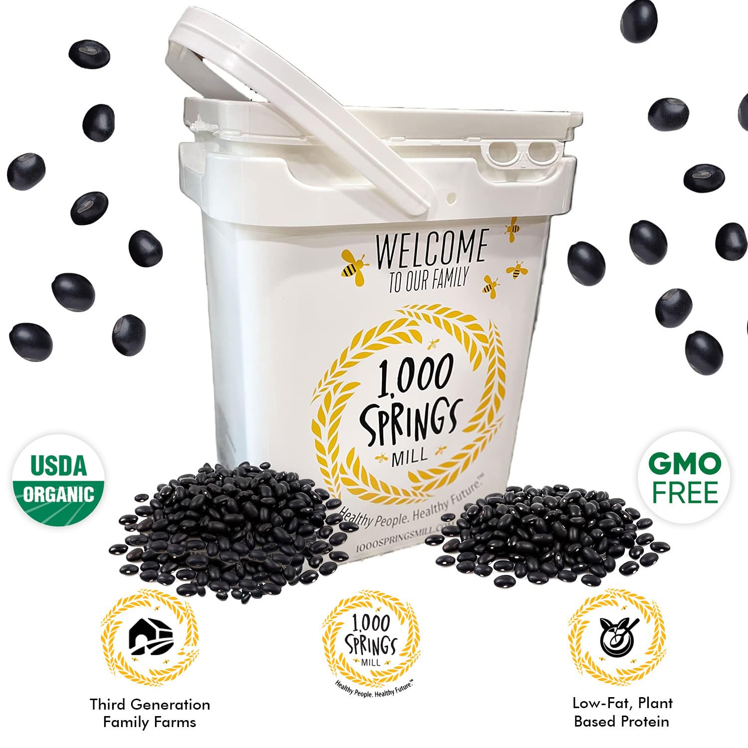 Organic Black Beans 25lb Bulk - Vegan, for Soups, Salads & Chili