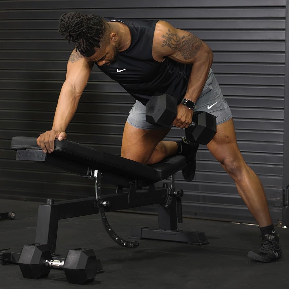 Titan Fitness 40 LB Pair Rubber Coated Hex Dumbbells - Black Ergonomic Cast Iron Handle Free Weights for Strength Training, Home Gym & CrossFit Workouts