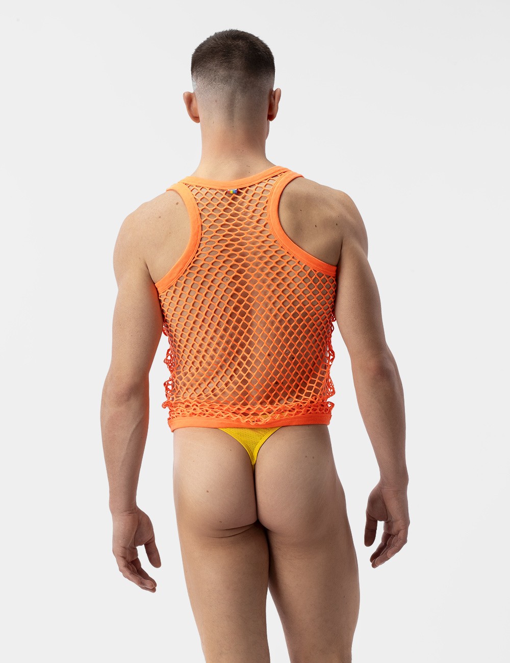 Berlin Daniya Fishnet Tank Top - Neon Orange | Sexy Mesh Crop Top for Women | Perfect for Parties, Festivals & Night Out